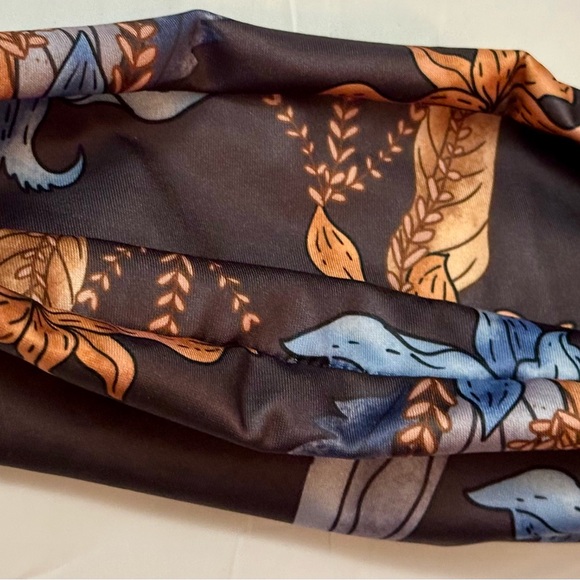 Vintage Style Brown & Blue Floral Silk Headband/Wristband - Stretchy, Stylish - Picture 6 of 16